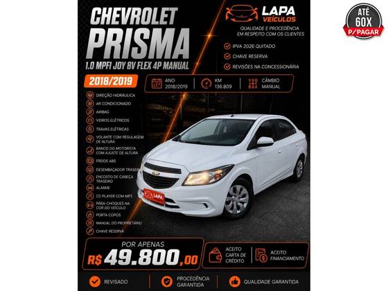 CHEVROLET PRISMA 1.0 MPFI JOY 8V FLEX 4P MANUAL CHEVROLET PRISMA 1.0 MPFI JOY 8V FLEX 4P MANUAL